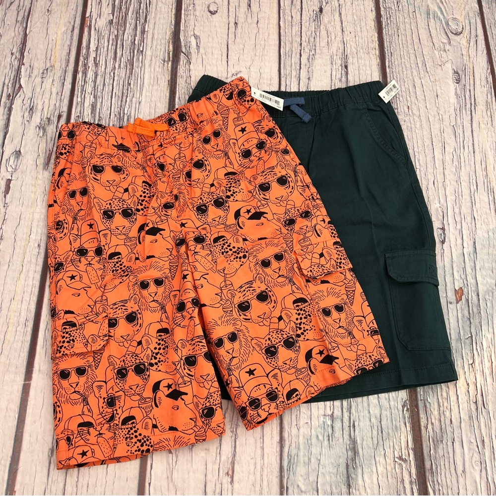 Spotted Zebra Boys' Cargo Shorts Cats/ Dark Green Size 2XL (14-16)